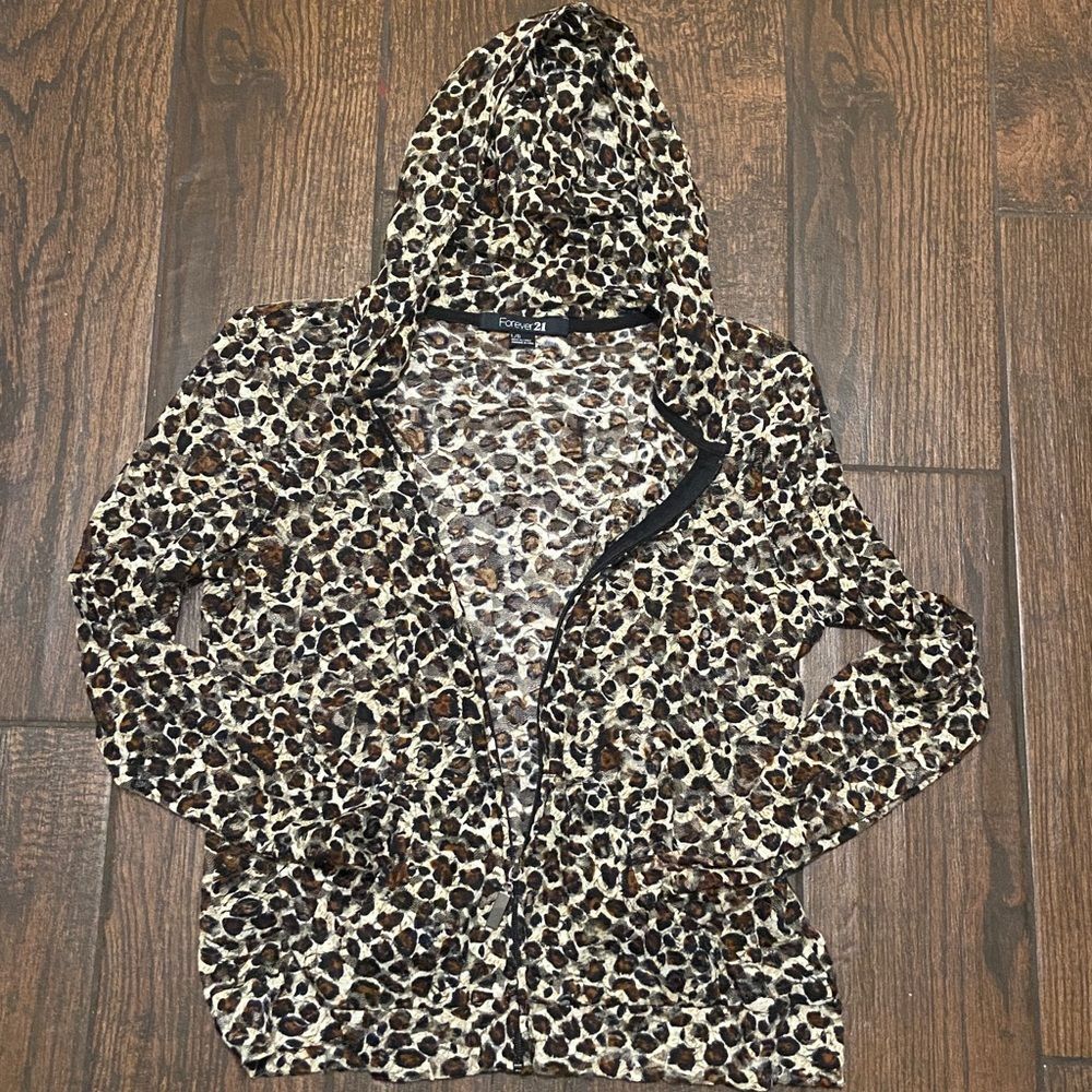 Forever 21 Leopard Print Jacket Lace Size L